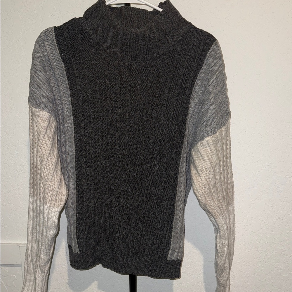 Time and Tru Charcoal and Cream Turtleneck Sweater
